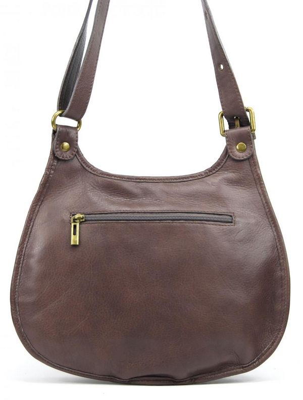 OH MY BAG Sac Besace Bandoulire Cuir Lisse Cartouchiere Taupe fonc Photo principale