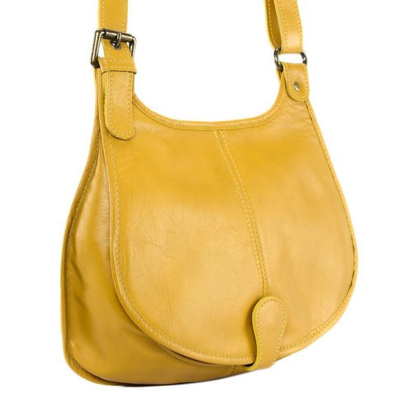OH MY BAG Sac Besace Bandoulire Cuir Lisse Cartouchiere Jaune Photo principale