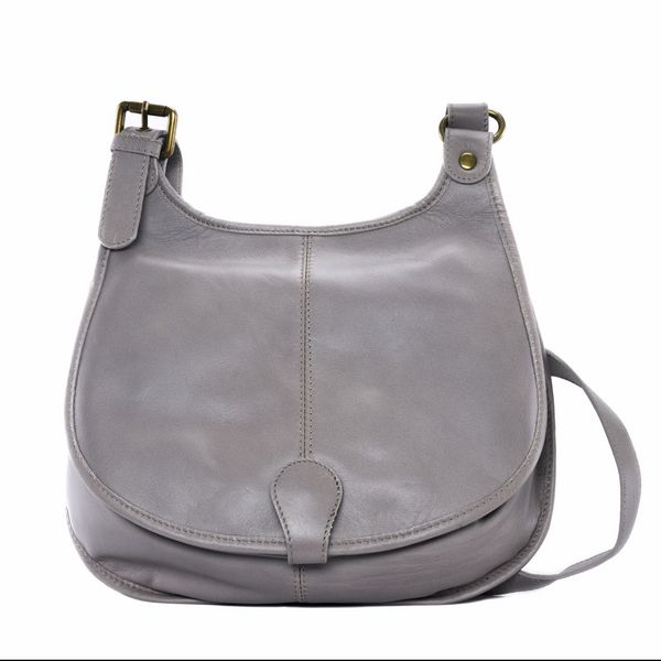 OH MY BAG Sac Besace Bandoulire Cuir Lisse Cartouchiere Gris clair Photo principale