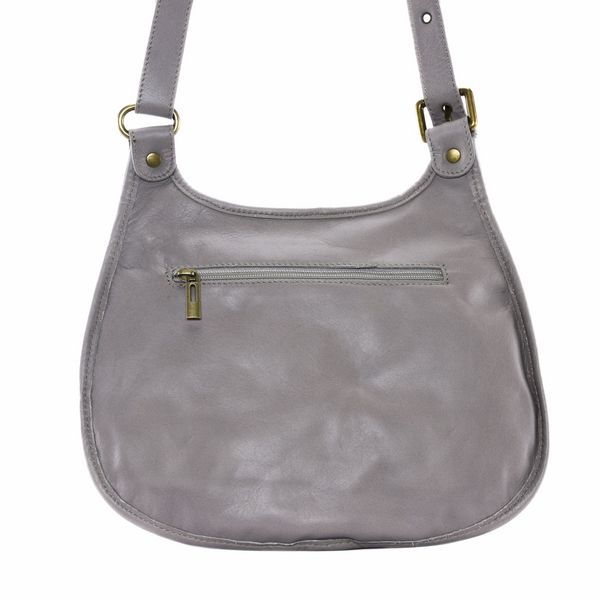 OH MY BAG Sac Besace Bandoulire Cuir Lisse Cartouchiere Gris clair Photo principale