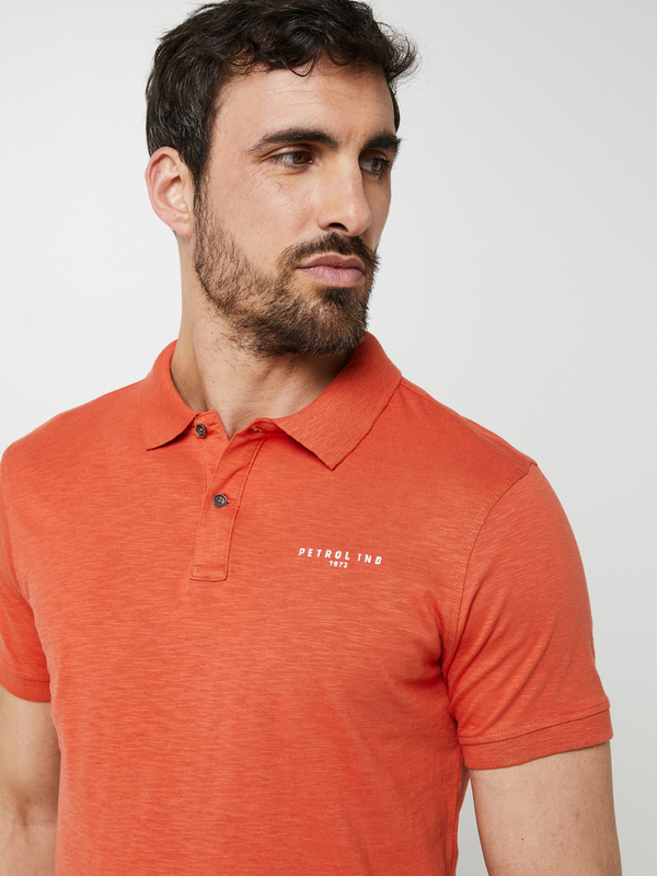 PETROL INDUSTRIES Polo En Jersey Flamm En 100% Coton, Logo Signature Brod Orange Photo principale
