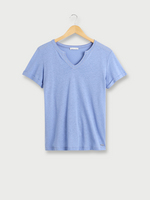 DIANE LAURY Tee-shirt Uni En Lin Et Coton Bleu