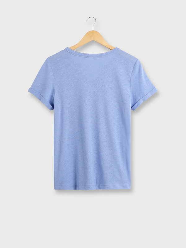 DIANE LAURY Tee-shirt Uni En Lin Et Coton Bleu Photo principale
