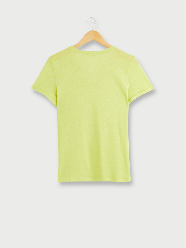 DIANE LAURY Tee-shirt Uni En Lin Et Coton Vert Photo principale
