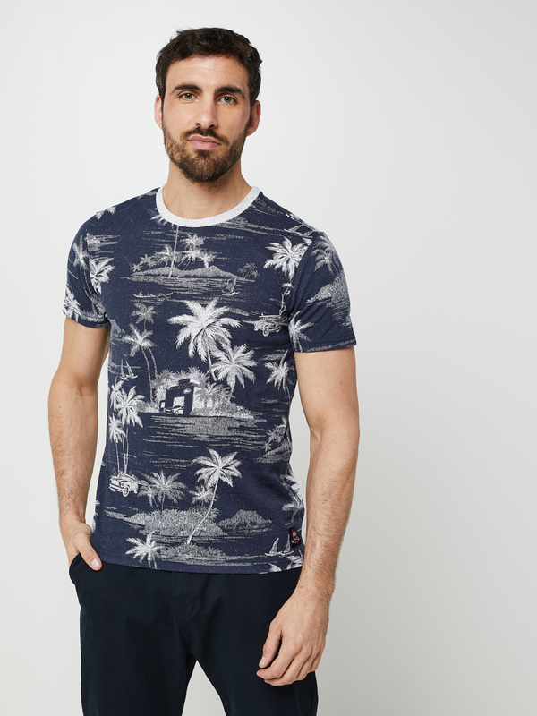 PETROL INDUSTRIES Tee-shirt Imprimé Hawaï Bleu marine