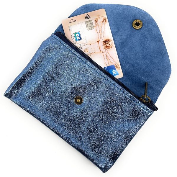 OH MY BAG Pochette Porte-monnaie En Cuir Iris Compo Bleu cleste Photo principale