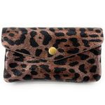 OH MY BAG Pochette Porte-monnaie En Cuir Iris Italien Compo Jungle Lopard chocolat