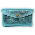 OH MY BAG Pochette Porte-monnaie En Cuir Iris Compo Bleu lagon iris
