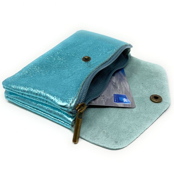 OH MY BAG Pochette Porte-monnaie En Cuir Iris Compo Bleu lagon iris Photo principale