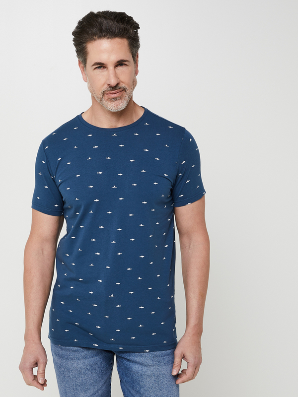 PETROL INDUSTRIES Tee-shirt Manches Courtes À Imprimé All Over Mini Shark Bleu