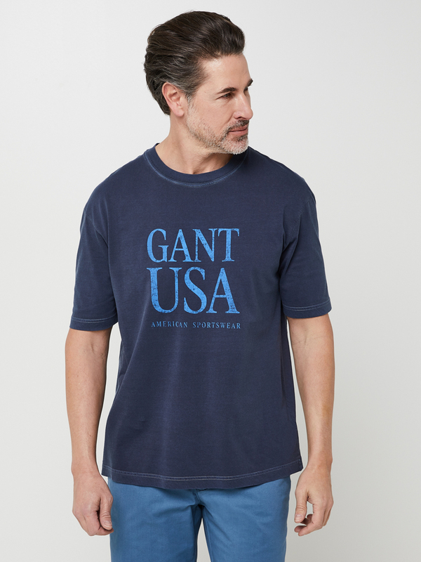 GANT Tee-shirt Uni Avec Logo Bleu Photo principale
