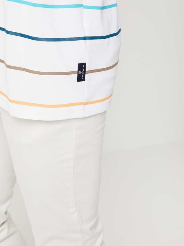 BASEFIELD Tee-shirt Fines Rayures Multicolores Blanc Photo principale