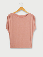 RUE MAZARINE Tee-shirt Maille Jacquard Texture, Col Bateau Rose clair