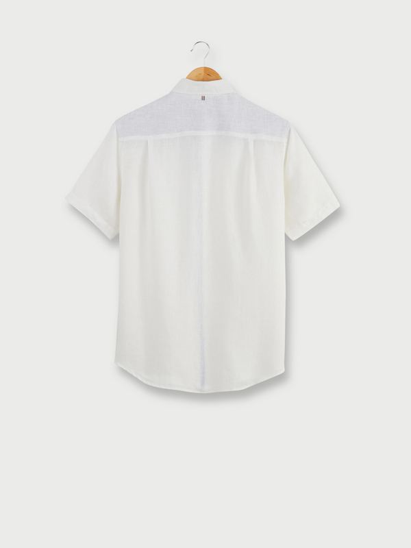 CAMBRIDGE LEGEND Chemise Manches Courtes En 100% Lin, Logo Brod, Coupe Droite Blanc Photo principale