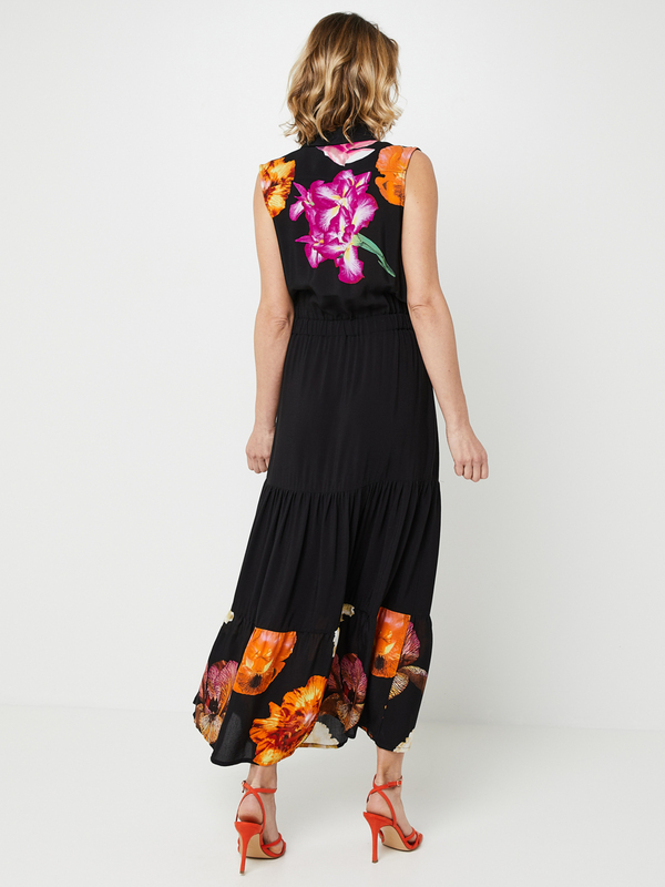 DESIGUAL Robe Chemise Dtails Imprims Fleurs Noir Photo principale