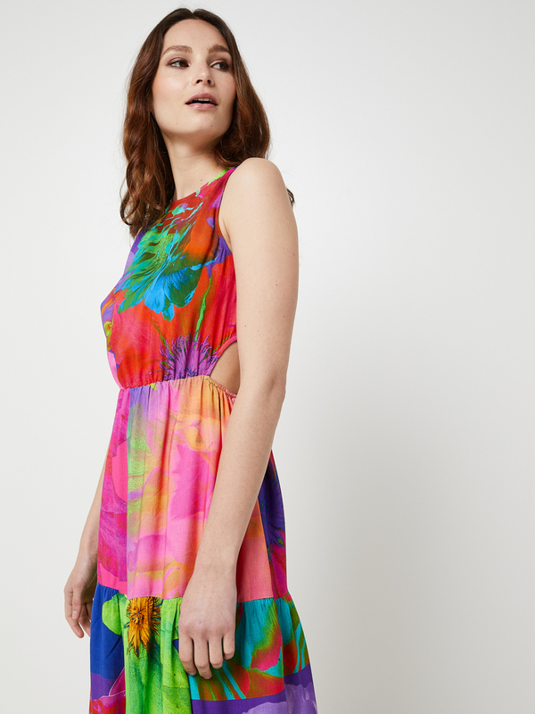 DESIGUAL Robe Longue Imprime Fleurs Stylises Multicolore Photo principale