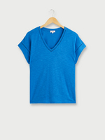 S OLIVER Tee-shirt En Jersey Flamm , Encolure V, Dtails En Jour chelle Bleu