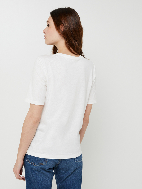 S OLIVER Tee-shirt Col Rond En Jersey De Polyester Recycl Mlang, Print Plac Blanc Photo principale