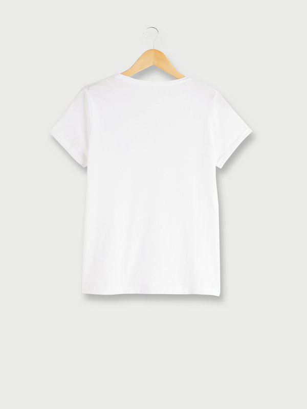 C EST BEAU LA VIE Tee-shirt Uni Logo Brod Blanc Photo principale