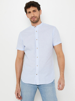 JACK AND JONES Chemise Manches Courtes En Coton Mlang Recycl  Rayures Col Mao Bleu