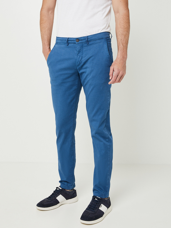 CAMBRIDGE LEGEND Pantalon Slack En Toile Stretch, Coupe Ajustée Bleu
