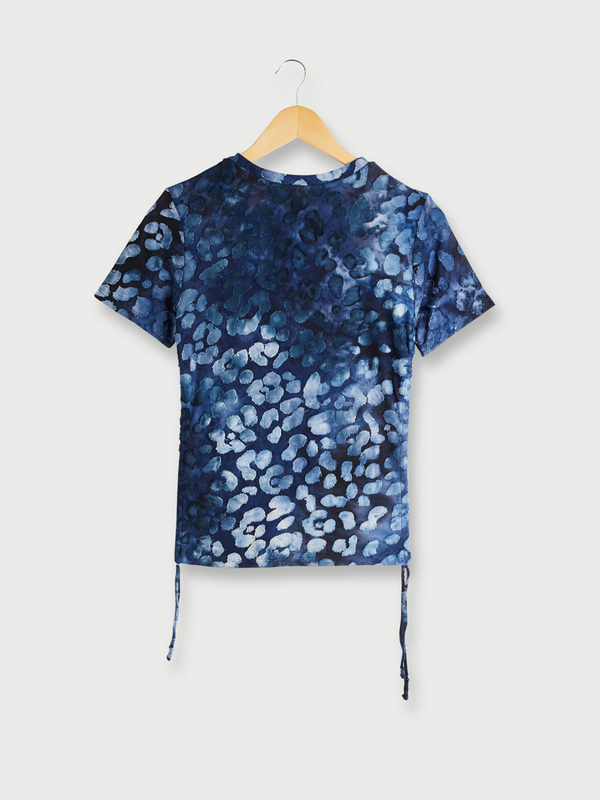 DESIGUAL Tee-shirt Slim Fronc  Imprim Dvor No Lopard Bleu Photo principale