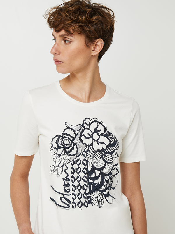 BETTY BARCLAY Tee-shirt Col Rond En Jersey Extensible Avec Print Floral Blanc cass Photo principale