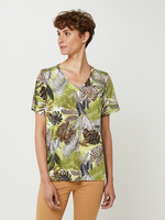 DIANE LAURY Tee-shirt Fluide  Imprim Tropical, Encolure Dos Croise Vert