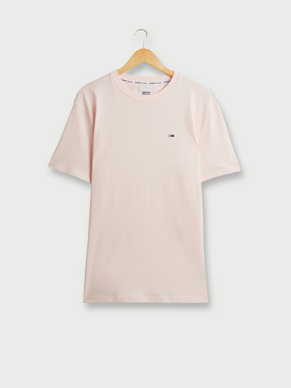 TOMMY JEANS Tee-shirt Col Rond En Jersey De Coton Bio, Mini Logo Brodé Rose