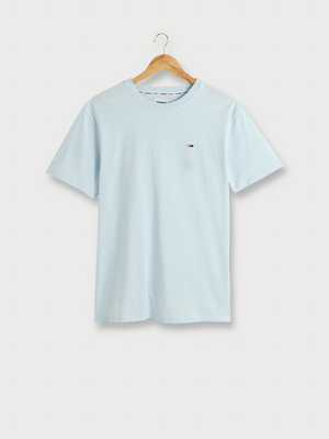 TOMMY JEANS Tee-shirt Col Rond En Jersey De Coton Bio, Mini Logo Brodé Bleu ciel