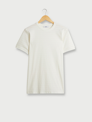 ODB Tee-shirt Avec Jeux Rayures Textures En 100% Coton Ecru