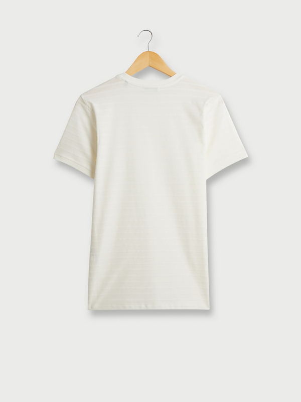 ODB Tee-shirt Avec Jeux Rayures Textures En 100% Coton Ecru Photo principale