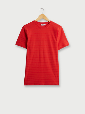 ODB Tee-shirt Avec Jeux Rayures Textures En 100% Coton Orange