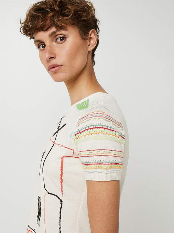 DESIGUAL Tee-shirt Bi Matire En 100% Coton Avec Illustration Du Designer Javier Mariscal Blanc Photo principale