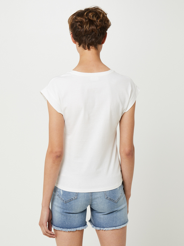 C EST BEAU LA VIE Tee-shirt Col Rond En 100% Coton Bio, Print Plac Blanc Photo principale