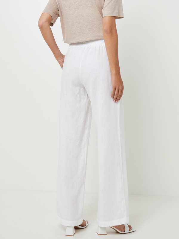 ESPRIT Pantalon Large En 100% Lin, Taille lastique Blanc Photo principale