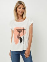 ESPRIT Tee-shirt Manches Courtes Fluide, Print Plac Ecru