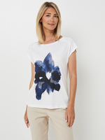 ESPRIT Tee-shirt Manches Courtes Fluide, Print Plac Blanc