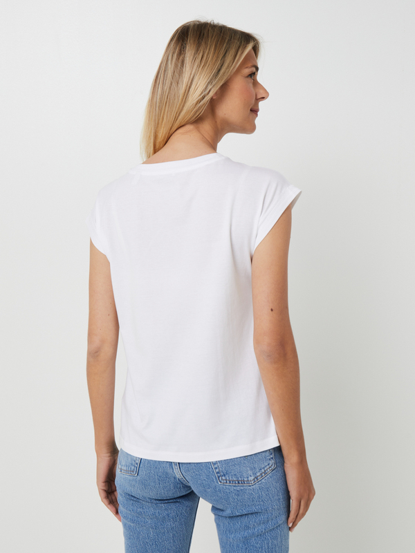 ESPRIT Tee-shirt En Jersey 100% Coton, Print Plac Blanc Photo principale