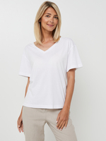 ESPRIT Tee-shirt Basic Col V En Jersey Uni De Coton Mlang Blanc