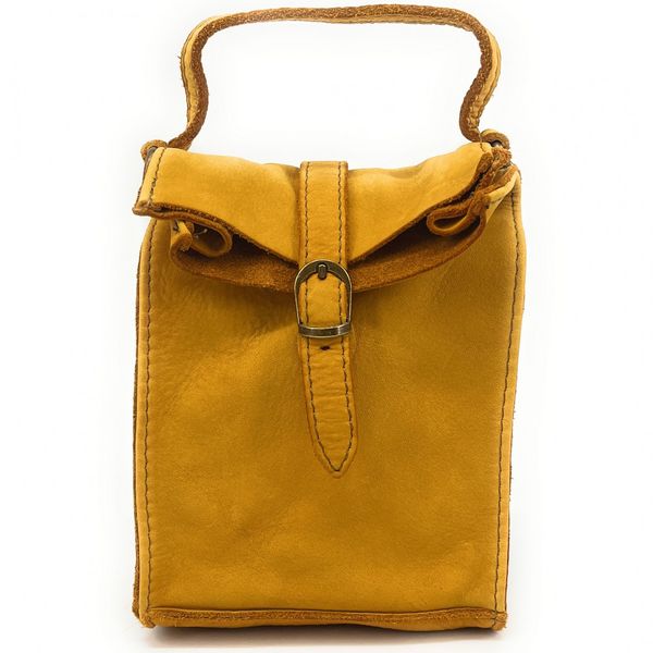 OH MY BAG Mini-sac Pochette Bandoulire Cuir Vintage Italien Ohm Moutarde 1027381