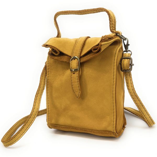 OH MY BAG Mini-sac Pochette Bandoulire Cuir Vintage Italien Ohm Moutarde Photo principale