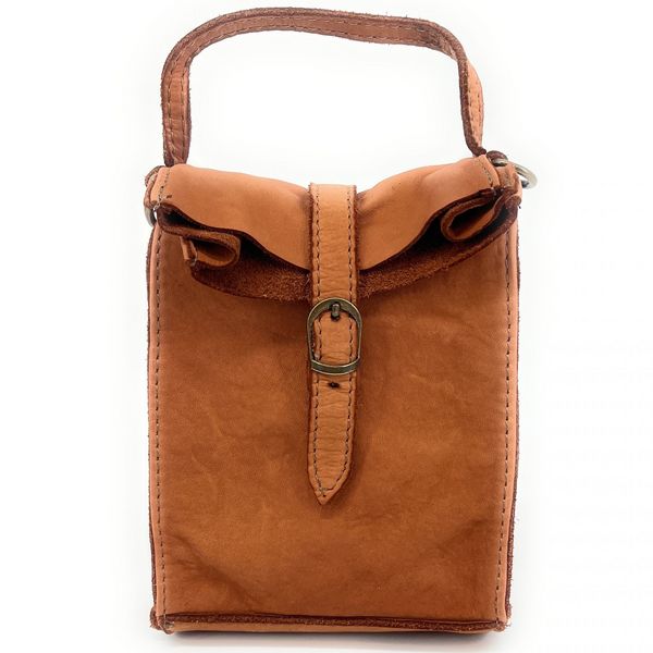OH MY BAG Mini-sac Pochette Bandoulire Cuir Vintage Italien Ohm Camel fonc 1027381