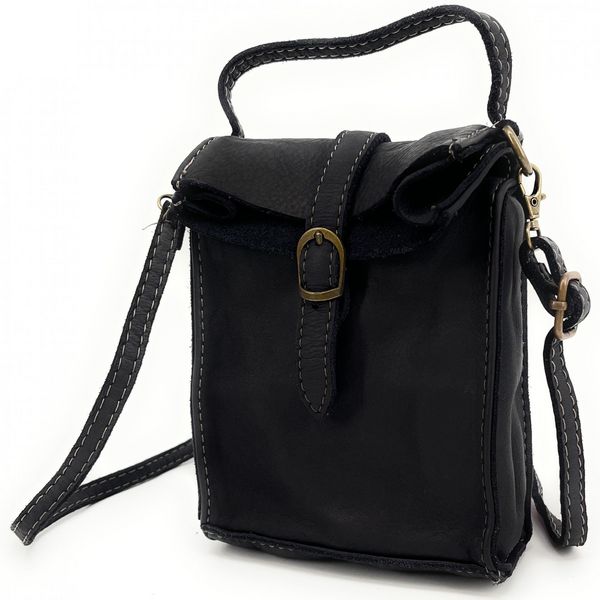 OH MY BAG Mini-sac Pochette Bandoulire Cuir Vintage Italien Ohm Noir Photo principale