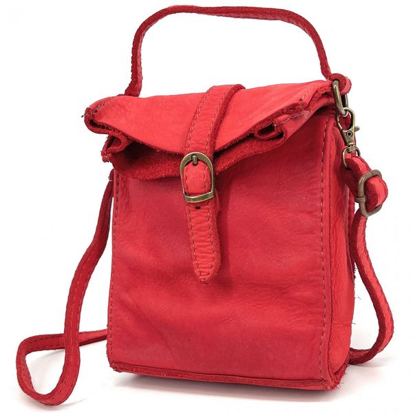 OH MY BAG Mini-sac Pochette Bandoulire Cuir Vintage Italien Ohm Rouge vermillon Photo principale