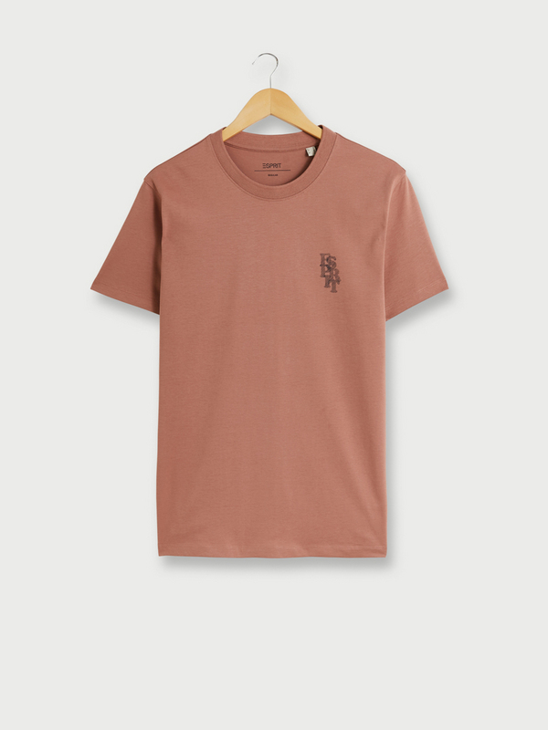 ESPRIT Tee-shirt Manches Courtes En 100% Coton, Logo Sur La Poitrine, Coupe Regular Rose
