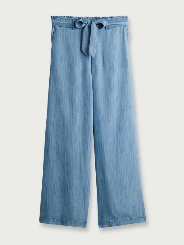 ESPRIT Pantalon Large Fluide Ceintur, Effet Jean, Taille lastique Bleu Stone Photo principale