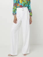 COMMA Pantalon Large Uni, Taille Haute Ceinture Blanc