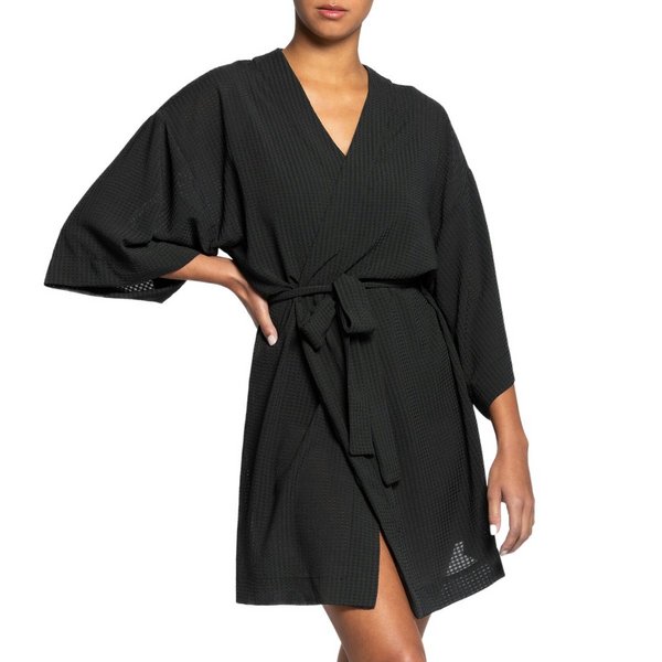 IMPETUS Kimono Texturé Et Semi-transparent Carino Noir