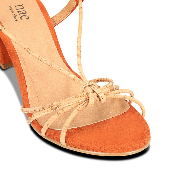 NAE VEGAN SHOES Holly Orange Sandales Vganes Lacets Cheville Talon Nae Vegan Shoes Photo principale